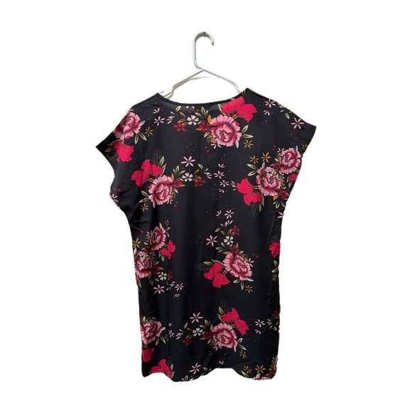 Shein Black V-neck Floral Dress, XS, Pre-owned - Picture 2 of 4